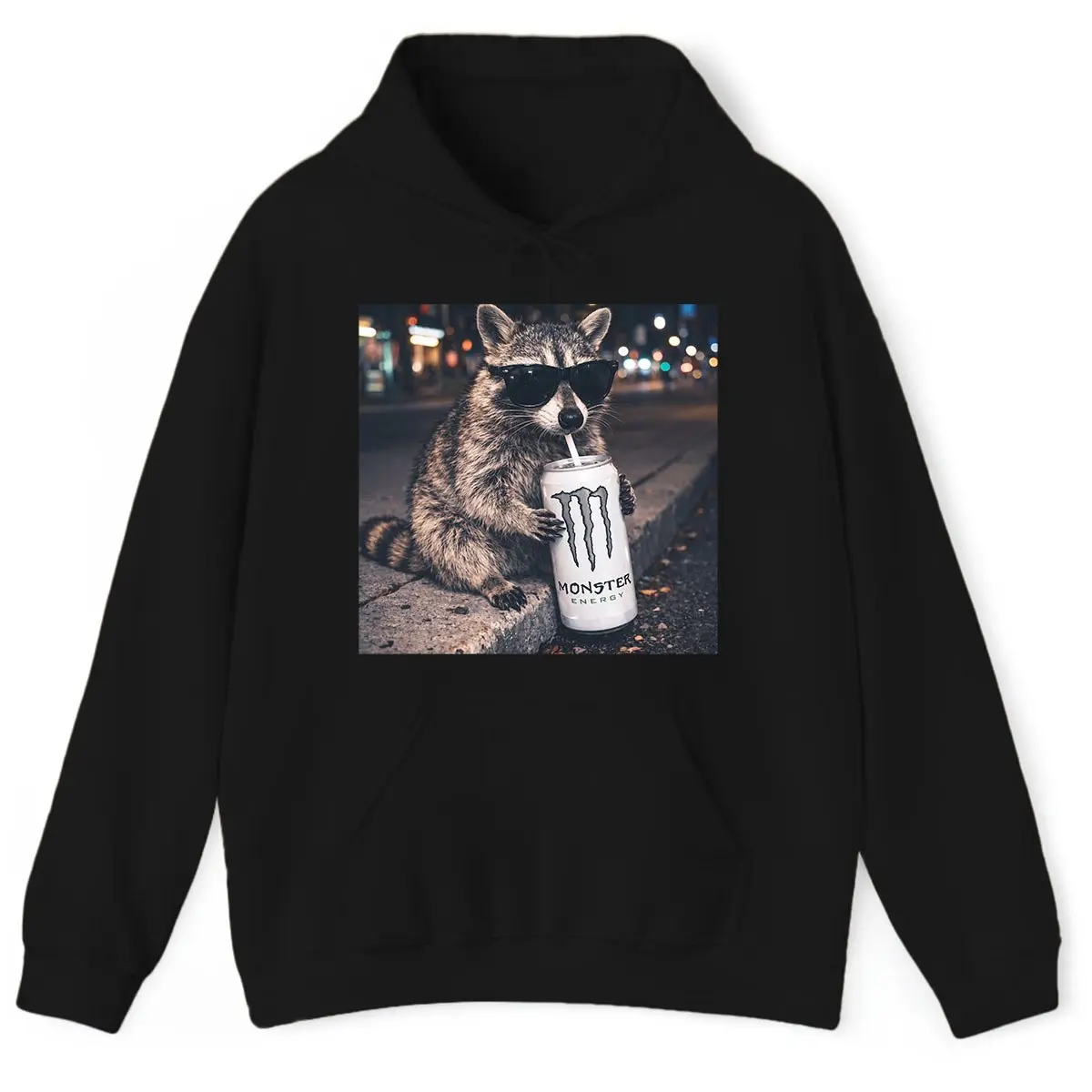 Cool Raccoon Monster Energy Drink Graphic Hoodie, Fun Animal Lover Hoodie, Vintage Raccoons Hoodie, Funny Meme Genz Dank Raccoons Shirt