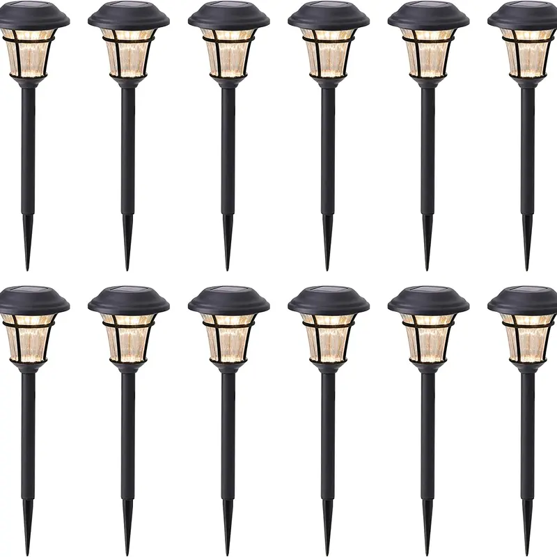 MAGGIFT 12-Pack Rechargeable Solar-Powered In-Ground Pathway Lights, 13.4" High Waterproof Warm White Yard Decor for Garden Borders, Home Improvement Outdoor Lighting