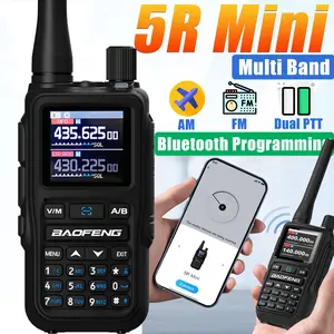 Baofeng UV 5R Mini Handheld Walkie Talkie Long Range 5W Bluetooth Programming Dual PTT AM FM NOAA Flashlight Dual Band UHF VHF Rechargeable Two Way Ham Radio with headset 771 Antenna