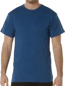 Heather Blue Solid Color T-Shirt with Cotton / Polyester Blend