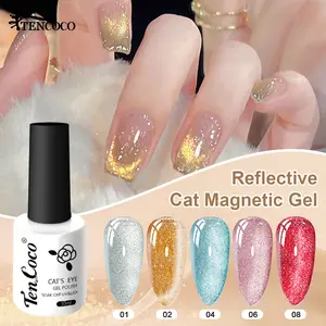 TENCOCO 5-Color Cat Eye Gel Polish Kit Magnetic Cat Eye Gel Polish Set - Long-Lasting Salon-Quality DIY Nail Kit