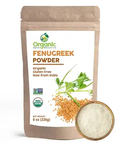 USDA Certified Organic Fenugreek Powder Spice, 8oz (226g) - Non-GMO, 100% Raw Earthy Flavor, 24-Month Shelf Life, Resealable Bag, Cooking Flavor Enhancer, Suitable for Adults