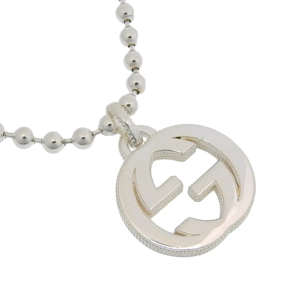 Pre-owned GUCCI Sterling Silver 925 (Ag925) Small Leather Goods Interlocking Silver925 Necklace