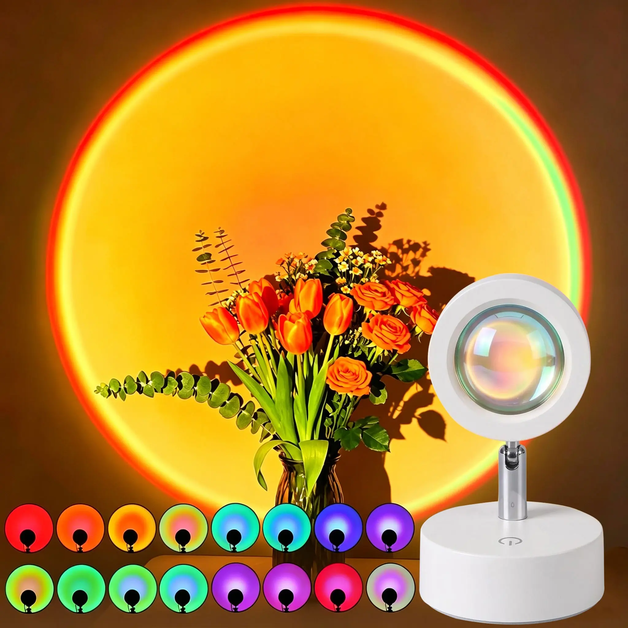 1Pc Sunset Lamp Projection,sunset lamp，rainbow lamp，sunset projection light，Multicolor Changing Led Lights for Room, Photography/Selfie/Home/Living Room/Bedroom Decor, Decorative Atmosphere Lamp