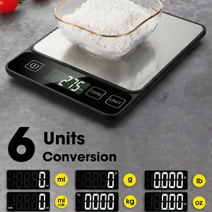 Digital Food Scale 10 Kg/22 Lb, Precise to 1 G/0.04 Oz, Stainless Steel, Peeling Function, Kitchen Baking Cooking, Requires 2 Aaa Batteries