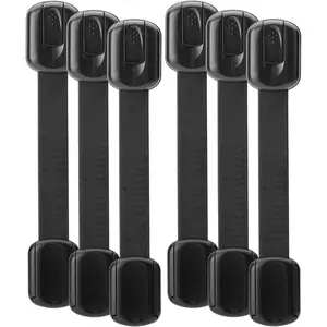 6 Pack Black Child Safety Strap Locks, Baby Proof Cabinet Locks, Child Proof Locks for Drawers Toilet Cabinets, Baby Safety Locks for Home Child Proofing