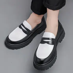 GGOR Men'S Shoes with Thick Soles And a Low-Top Design Featuring Laces And Tassels, Perfect for Any Season.They Are Breathable And Complement Formal Suits, Styled in a Fashionable British Manner
