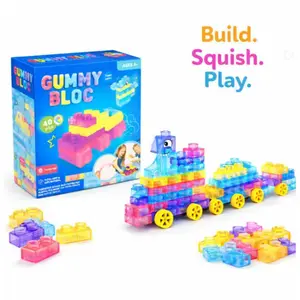 40pcs Transparent Crystal Soft Gummy Jelly Building Blocks Squishy Stretchy Toy For Kids Creative Tabletop Games Collectible Toy