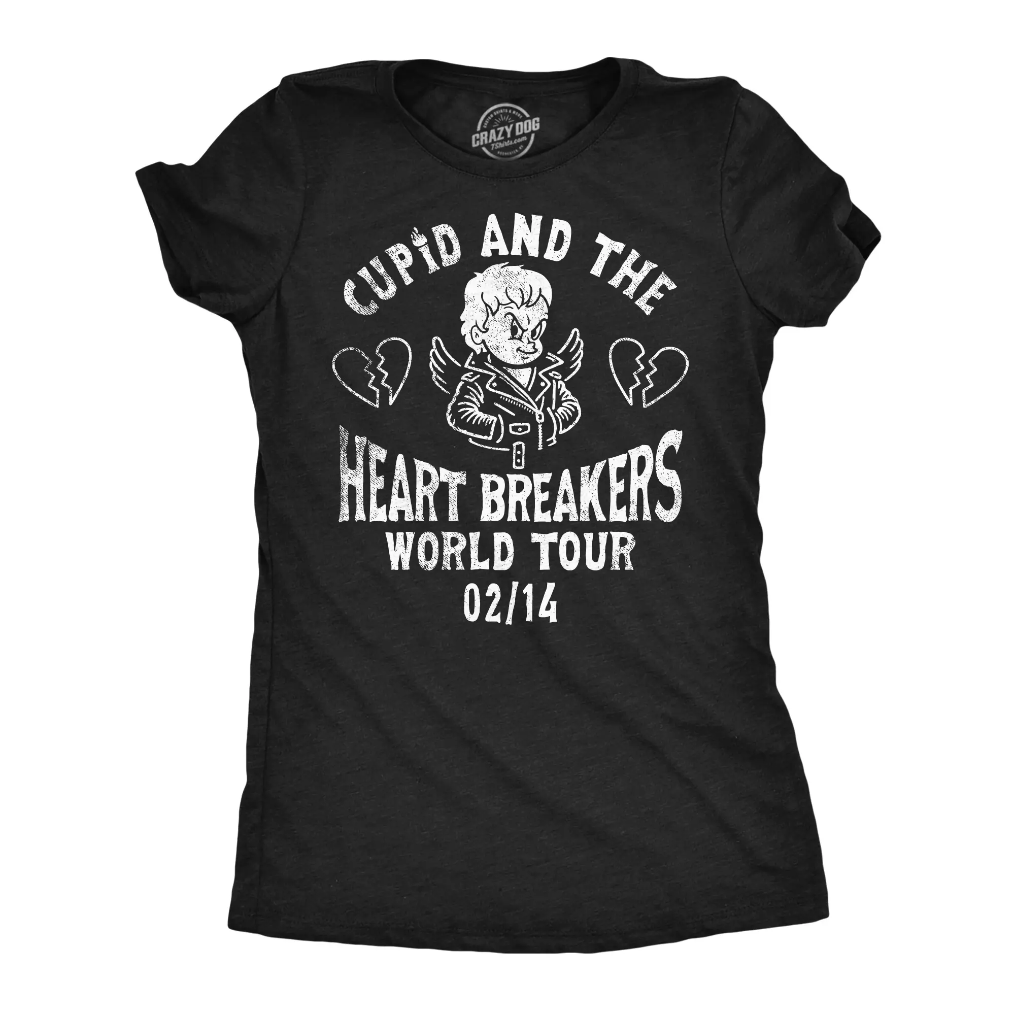 Womens Funny T Shirts Cupid and The Heart Breakers Sarcastic Valentines Day Graphic Novelty Tee for Ladies Funny Womens T Shirts Cute Vintage Fashion Casual Ladies T-Shirt Gift Love Tops for Women Funny Black -