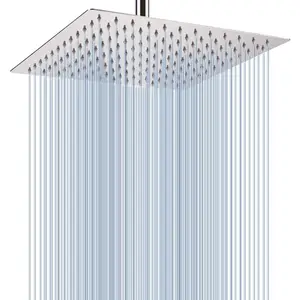 Rain Shower  - High Flow Large Rainfall Shower Heads Made of Stainless Steel - Waterfall Bathroom Square Showerhead - Ceiling or Wall Mount (12" Chrome)