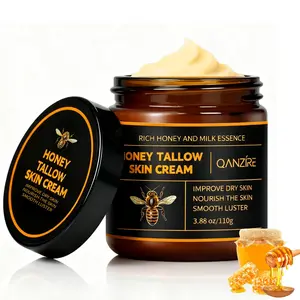 Organic Grass-Fed Beef Tallow Balm with Raw Honey - Handmade All-Natural Moisturizer for Soft, Smooth,Radiant Skin,Honey Tallow Balm, beef tallow honey