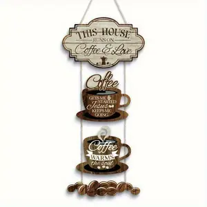 Rustic Wooden Wall Decor Set, Hanging Decor, Vintage Farmhouse Style, Perfect for Home, Coffee Shop, Restaurant, High-Quality Wood, Ideal Gift for Coffee Lovers, Interior Wall Decor, Wall Hanging Ornament, Wall Decoration