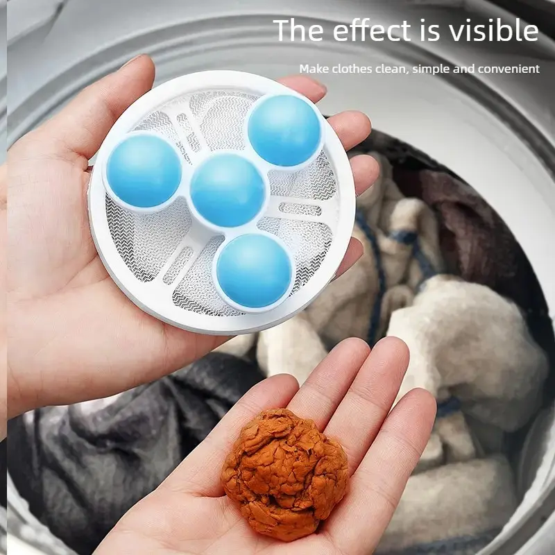 Household Laundry Floating Hair Catcher Mesh Net Cleaner - 2 Random Color Anti-Tangle Laundry Ball Accessory for Clothes Lint Removal During Washing