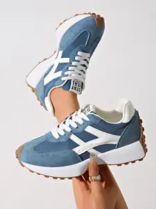 Women's Thick Sole Sporty Casual Shoes, Height-Boosting Design, Colorblock Style, Perfect for Spring and Summer Wear