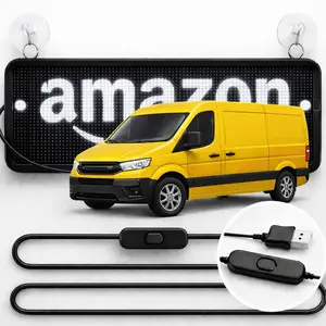 LED Car Sign for Delivery Drivers – Bright White Light Only, USB Powered with On/Off Switch, Easy Windshield Mount