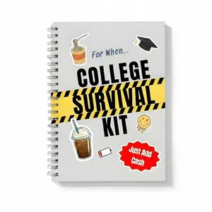 University Survival Kit Spiral Notebook, Fun Student Planner for Freshmen, Back-To-School Gift, Humorous Campus Life Diary