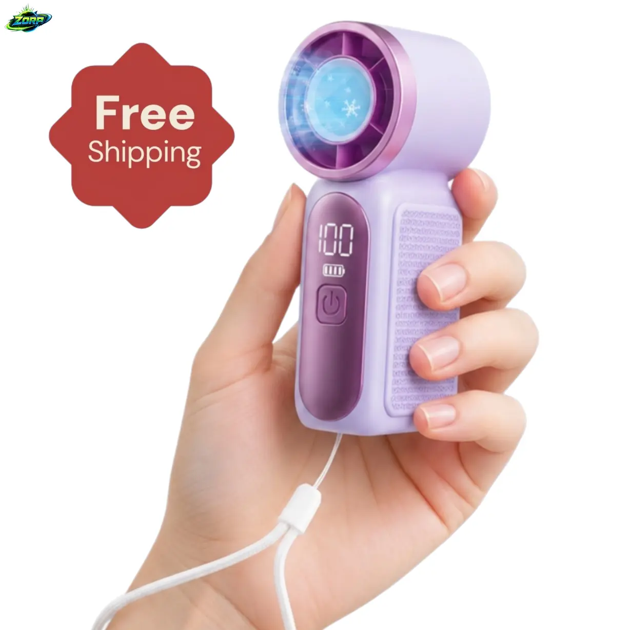 ZORP 2026 Upgraded Handheld Fan | PortableHigh-Speed Charging 1800mAh Mini TurboFan | LED Digital Display I 199-Speed SteplessAdjustment | UnisexLightweight andPortable | Student Desk Mini Fan | Essentialfor Outdoor Travel and Camping