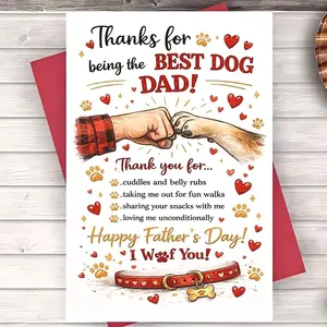 Heartfelt Father's Day Card, Blank Paper Greeting Card with Envelope, Perfect Gift for Dog Dad, Fun and Warm Design, Ideal for Father's Day, Greeting Card with Envelope
