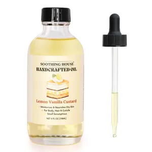 Handcrafted Lemon Vanilla Custard Body Oil for Moisturization, Hydration, and Body Care Silky Daily Lightweight Nourishing Radiant Aroma Gentle Sensitive Comfort Moisture Moisturizer Moisturize skin oil