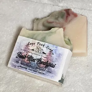 Fresh Mint Eucalyptus Cold Process Soap- Sage Peak Soap LLC.