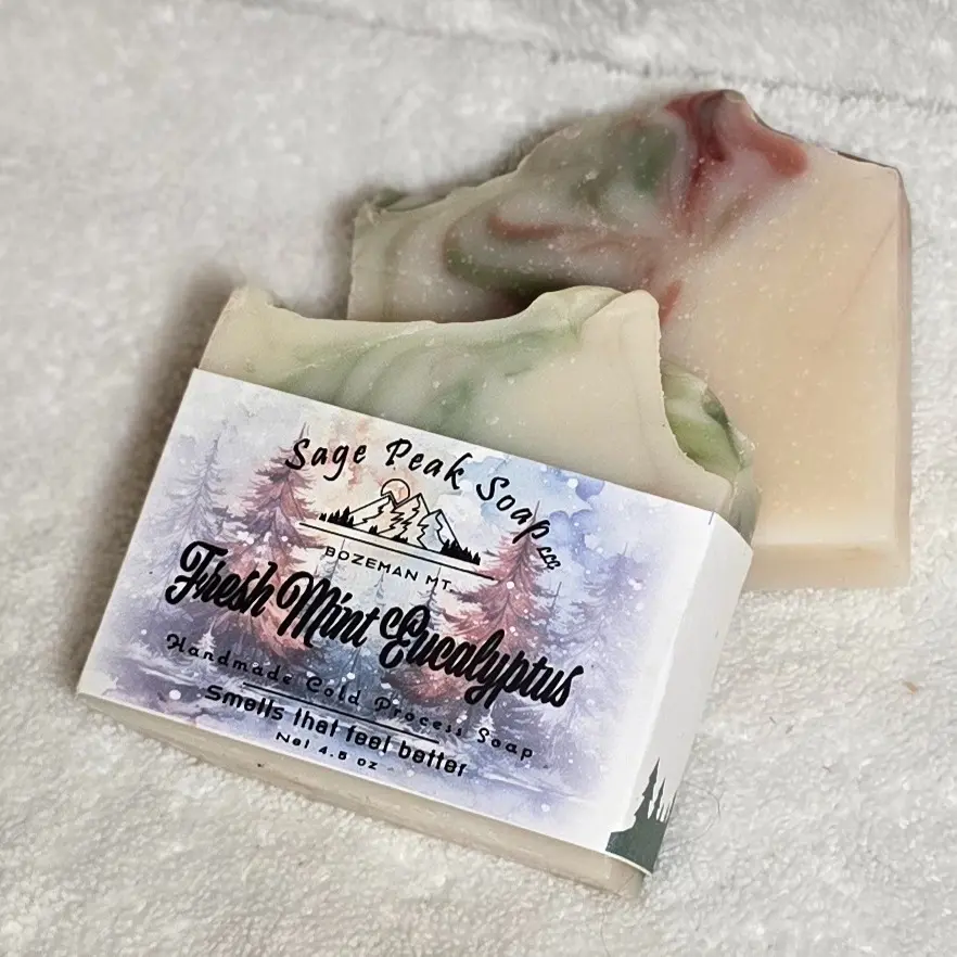 Fresh Mint Eucalyptus Cold Process Soap- Sage Peak Soap LLC.