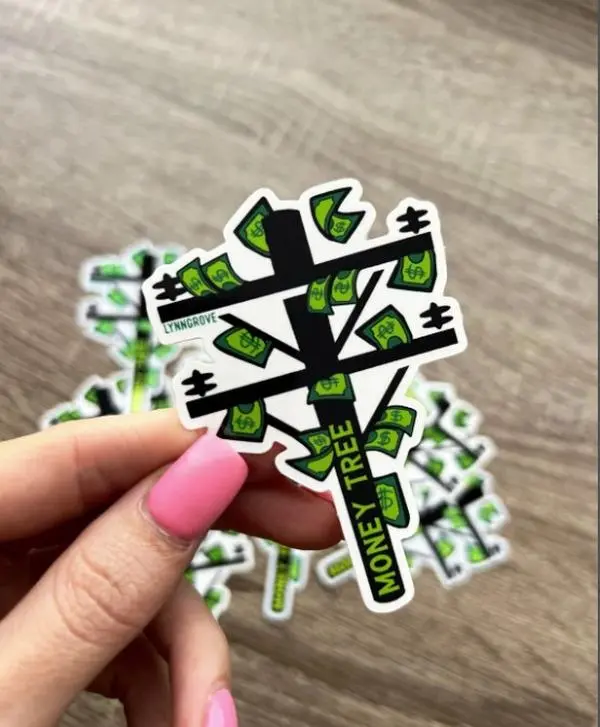 Money Tree Pole Sticker, Lineman Sticker, Hard Hat Stickers, Blue collar Sticker, Hard Hat Stickers For Men