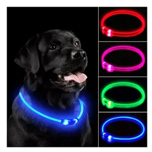 Blue LED Dog Collar - Rechargeable, Waterproof, Night Walking Lights