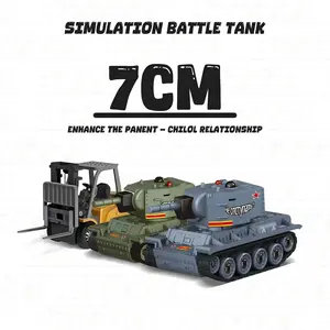 【Live Exclusive】BRRRRT 1/64 RC Tank + RC Forklift Combo Set, Remote Control Military Battle Tank with Infrared System & 7 Channel Mini Forklift Truck, 2.4Ghz Vehicles Toys for Kids and Adults