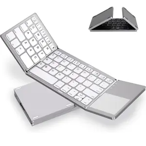 Foldable Keyboard, Portable Wireless Keyboard with Sensitive Touchpad, Rechargeable Travel Keyboard for iOS, Windows, Android Smartphone Tablet Laptop