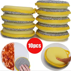 10-Piece Dual-Sided Sponge Scrubber Set, Kitchen Dishwashing Sponges & Pot Cleaner Tools, Non-Stick Oil Absorbent Cleaning Cloths, Cleaning Pad, Kitchen Cleaning Supplies