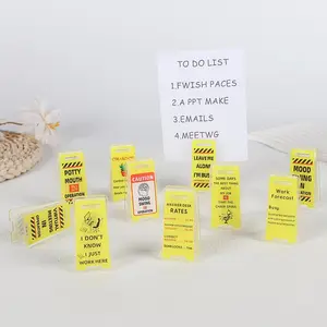 Funny Desktop Warning Sign, 10pcs/set Acrylic Desktop Warning Sign, Multifunctional Clip Note Clip, Office Decoration Sign, Office Supplies, Gift for Friend & Colleague, Office Home Decor