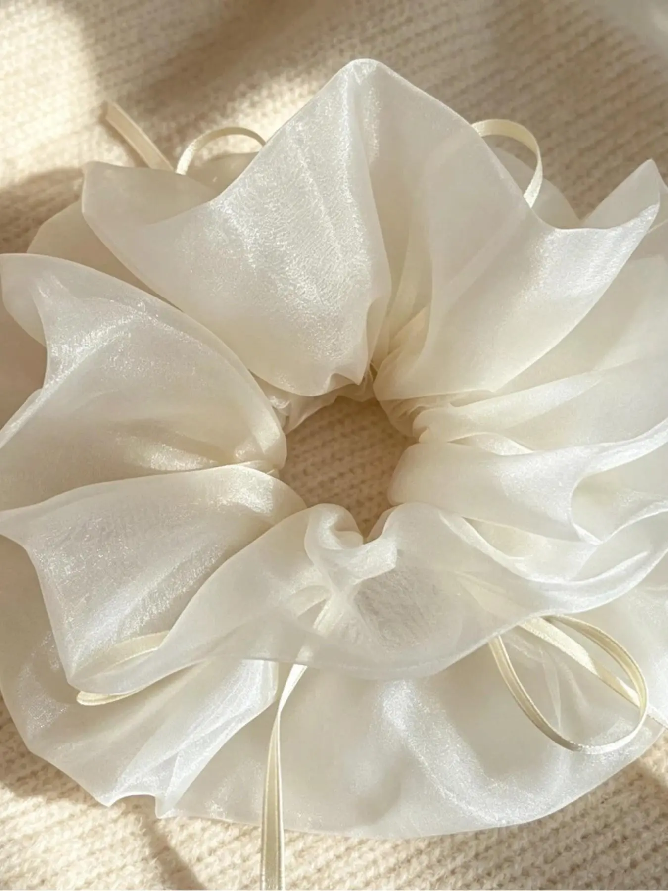Balletcore Sheer Organza Scrunchie, Bow Ribbon Floaty Hair Tie, Elegant Fairy Soft Mesh Hair Scrunchie, Sweet Daily Hair Accessory for Women Girls