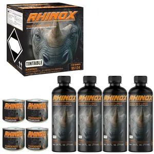 Rhinox Tintable 1 Gallon Spray-On Truck Bed Liner Kit - 4 Bed Liners, 4 Hardeners and 1 Applicator Spray Gun - Easy 3 to 1 Mix Ratio, Just Mix, Shake and Shoot It