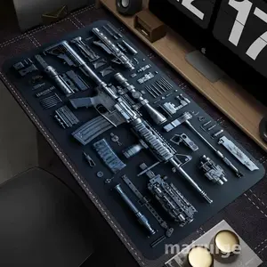 Single-pack XXL gaming mouse pad, M416 rifle parts-themed mouse pad, 3mm thick rubber non-slip washable mouse pad, computer and office decor accessory, Desktop accessory, the gift for gamers, ideal for laptops and office desks