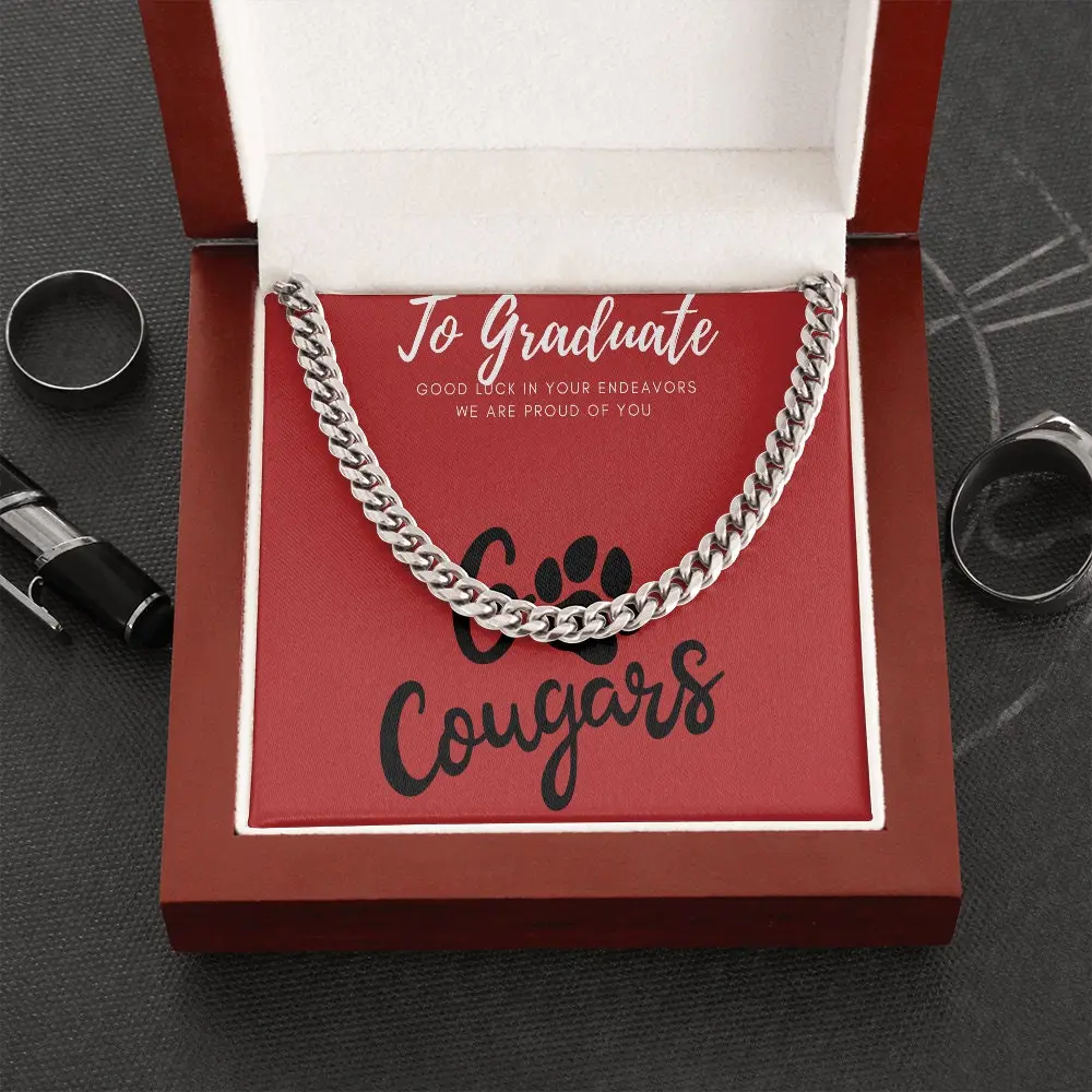 Washington State Necklace Cuban Chain Graduate Men's Gift Cougar Graduation Day