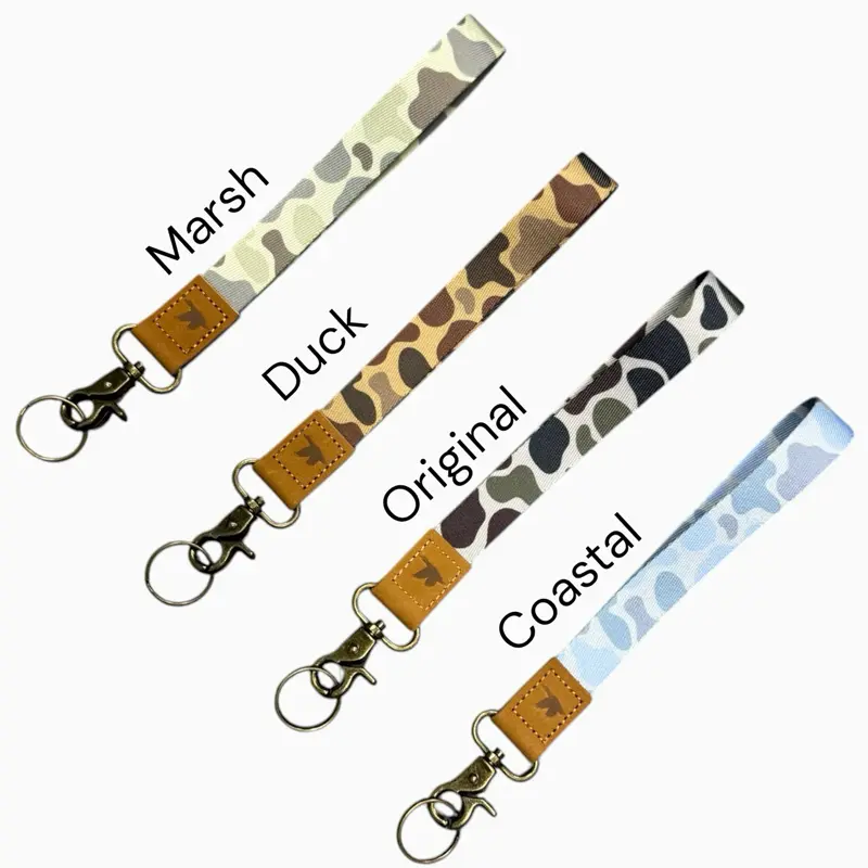 Wrist Lanyard - Available in Marsh, Duck Original and Coastal Camo - .75" x 6" with 1" Split Key Ring
