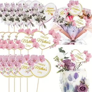 12Pcs Mother's Day Cake Topper, Cake Decoration – Mom Letter Design, Pink Color – Perfect for Mother's Day Party, Birthday & Holiday Celebration – Must-Have for Emotional Gift Giving