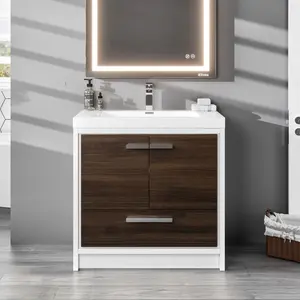 Grace 36 in. Gray Oak Single Sink Bath Vanity with Acrylic Top and Integrated Sink