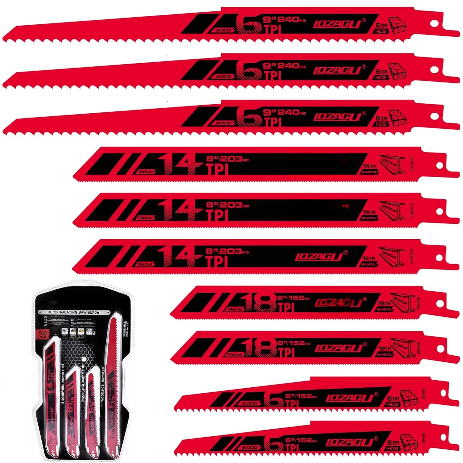 10- Reciprocating   Set, 6 to 9 Inch Metal/Woodcutting  , Pruner