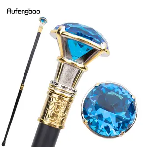 Blue Diamond Golden White Cane Fashion Decorative Stick Gentleman Elegant Cosplay Cane Knob Crosier 90cm Cosplay Sticks With Knobs Costume Accessories