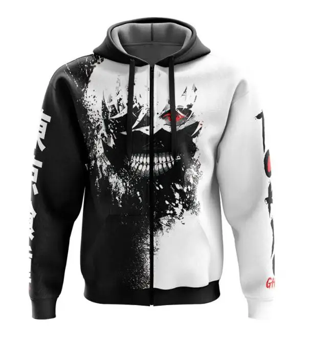 [FREESHIP] Trending Ken Kaneki Ghoul Zip Hoodie Jacket, Anime fan zip up hoodie, Perfect for Fall & Winter with Fitted Design, Soft Comfortable Sweatshirt #anime  #hoodie #menwear #Sweatshirt #ziphoodie