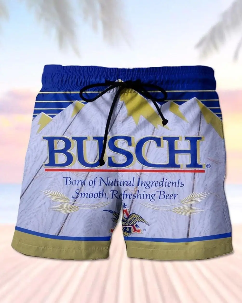 Busch Light Men's Casual Drinking Print Beach Shorts 9EO