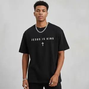 Men's Jesus Is King Cross Graphic T-Shirt - Cotton Blend Black Regular Fit | Soft & Breathable Fabric, Durable Print, Everyday Comfort, Machine Washable, minimalist religious daily wear