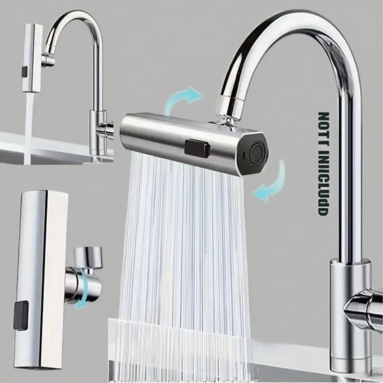 1 set Waterfall sink faucet with three or four levels of pressure boosting, kitchen splash proof water god, household universal rotary extension device, Rotatable rotary faucet, Kitchen faucets