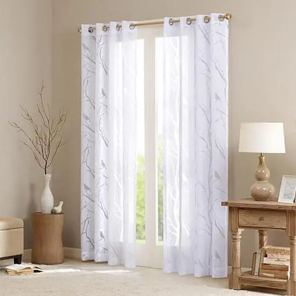 Madison Park Sheer Bird Window Panel 84" Panel White