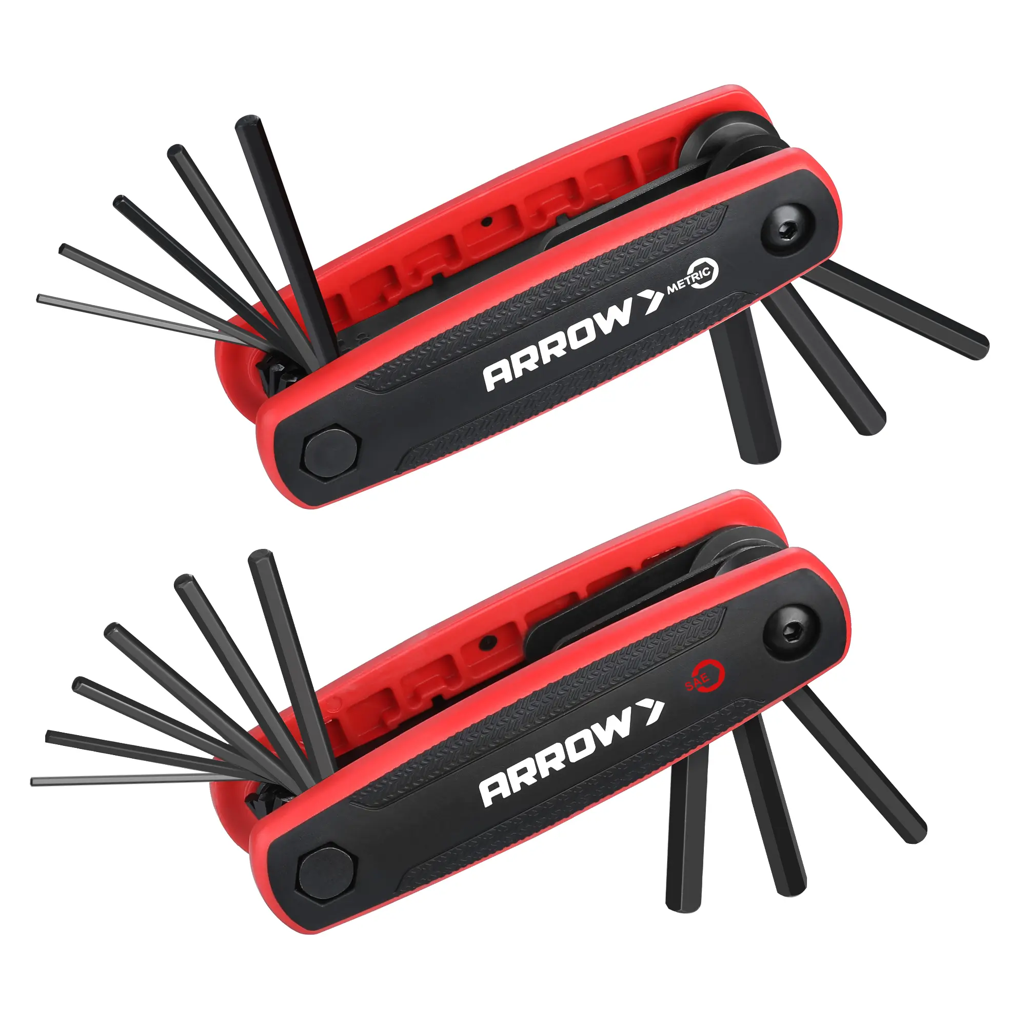 #backtoschool ARROW 17PCS Folding Allen Wrenches Sets, SAE and Metric Hex Key Set, Cr-V Steel with Chamfered Edges, 2-Pack Portable Multitool Allen Key Kit for Bicycle, Furniture and Electrical Repair