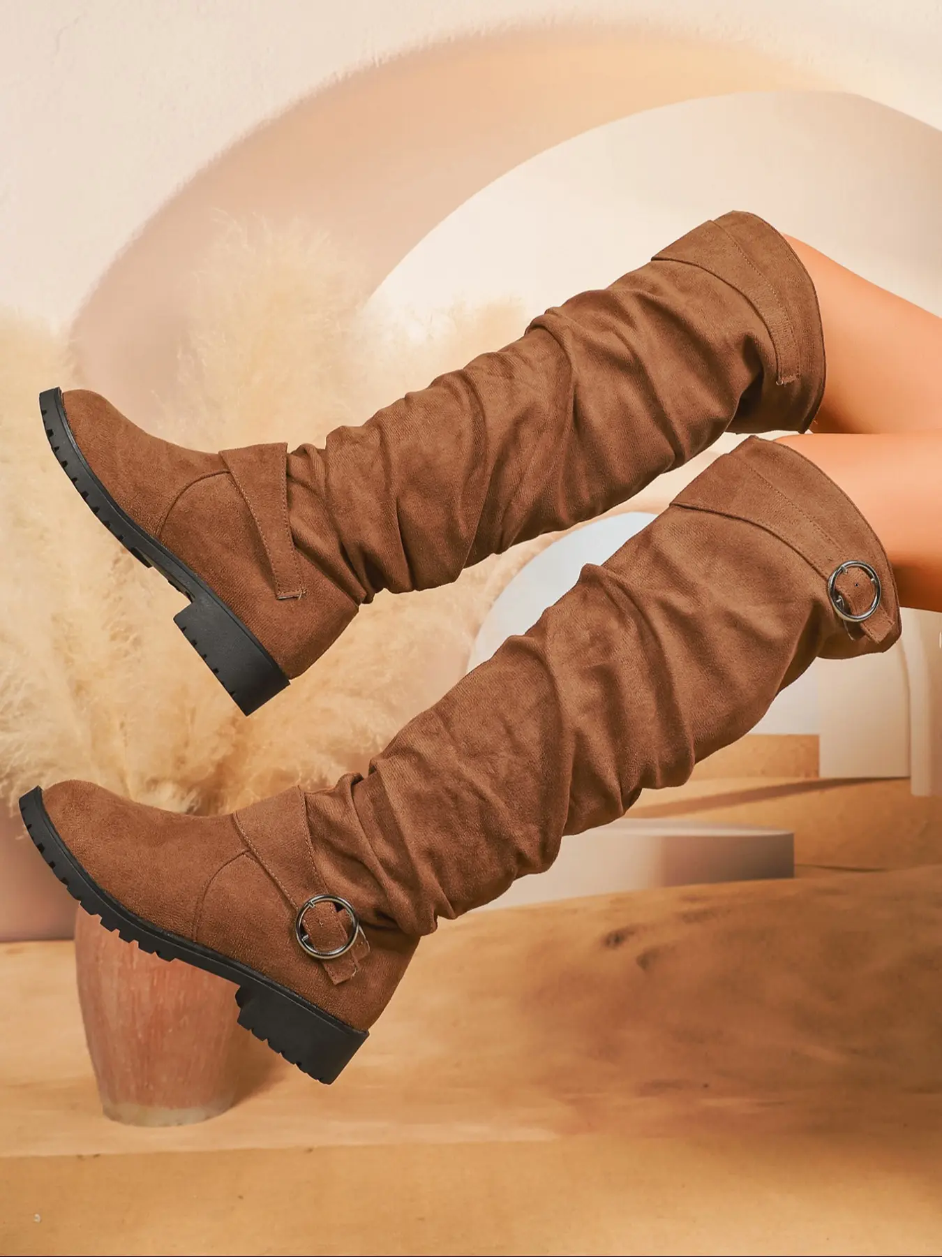 Women's new over-the-knee chunky heel long Rubber boots, Calf boots, Elegant boots, simple, versatile wide-leg pointed toe Western Fashion boots, suitable for autumn and winter outdoor wear, ideal for daily casual outfits and parties, gifts
