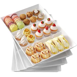 Lifewit Divided Serving Tray, Reusable Plastic Platter for Veggies, Snacks, Fruits, Cookies, and Desserts. Ideal for Parties and Kitchen