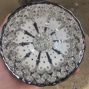 Polished Silver & White Petal Jianzhan teacup,Chinese culture,High-temperature firing,Handcrafted ceramic cup,Wine Glass,  Kung Fu Cup - Textured Metallic Artware