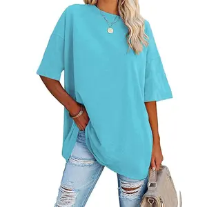 FMEYOA Women's Oversized T Shirts Tees Half Sleeve Crew Neck Cotton Tunic Tops